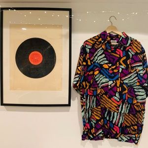 Vintage button up colourful shirt